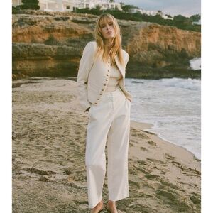 Banana Republic Cream Blazer with Frayed Trim